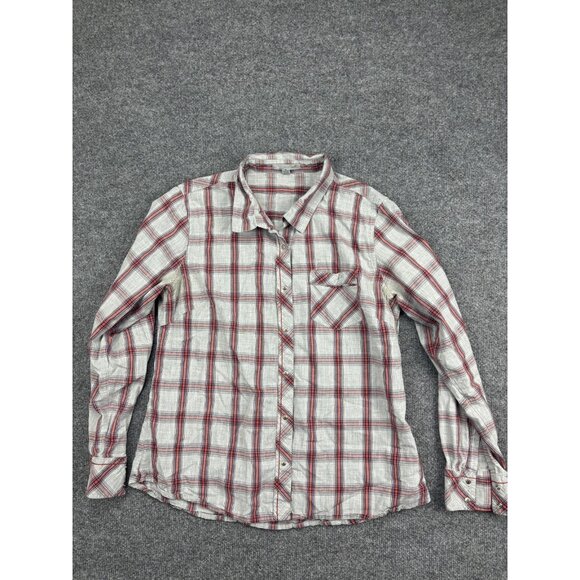 Horny Toad Shirt Womens Large Red Plaid Organic Cotton Button Down Long Sleeve - Picture 1 of 8